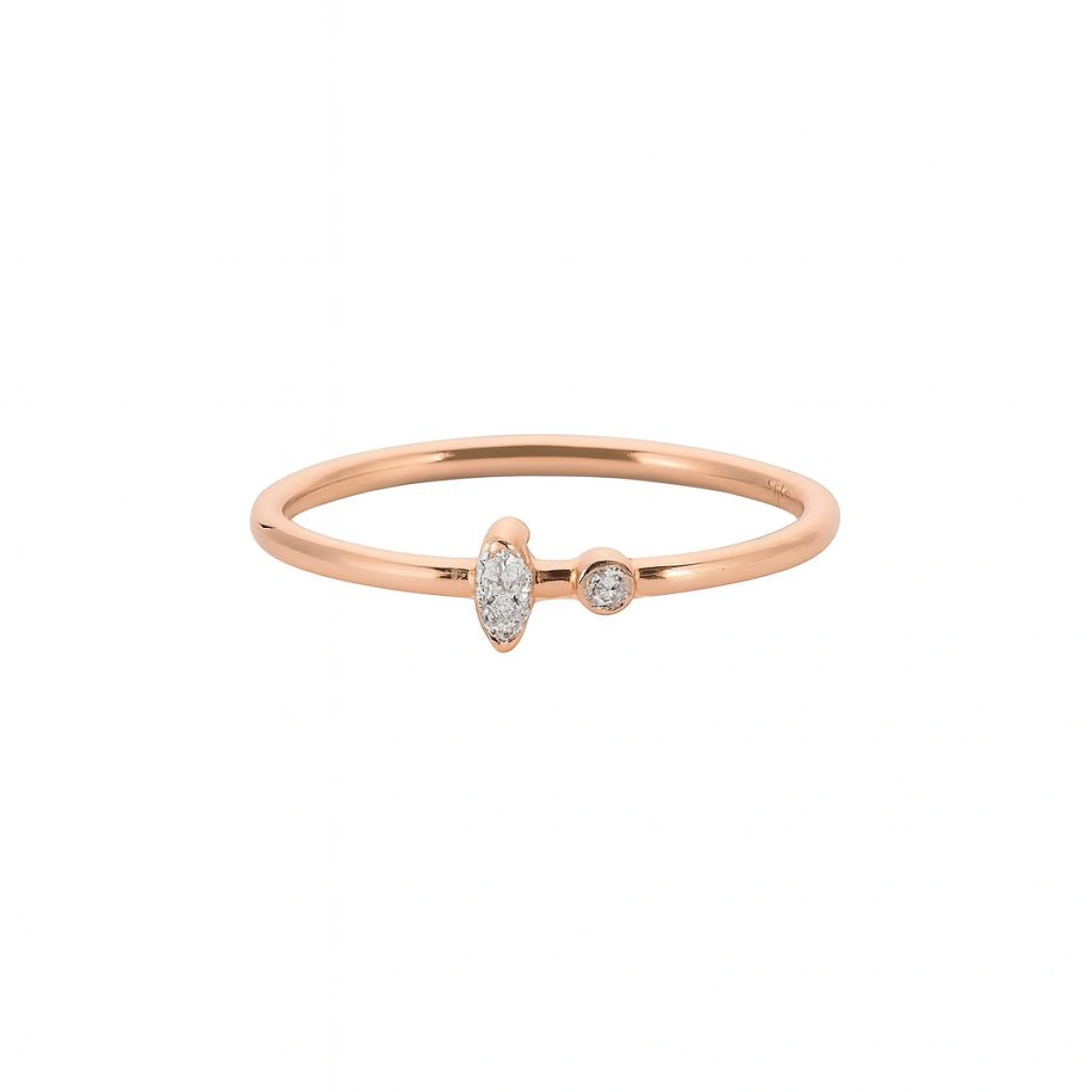 Markiz Taşlı Minimal Altın Yüzük