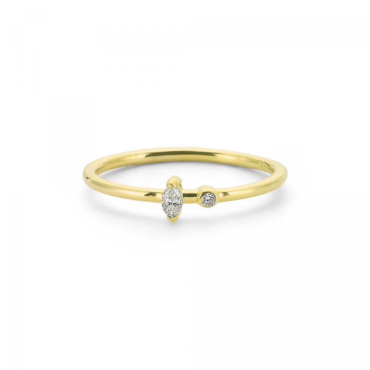 Markiz Taşlı Minimal Altın Yüzük