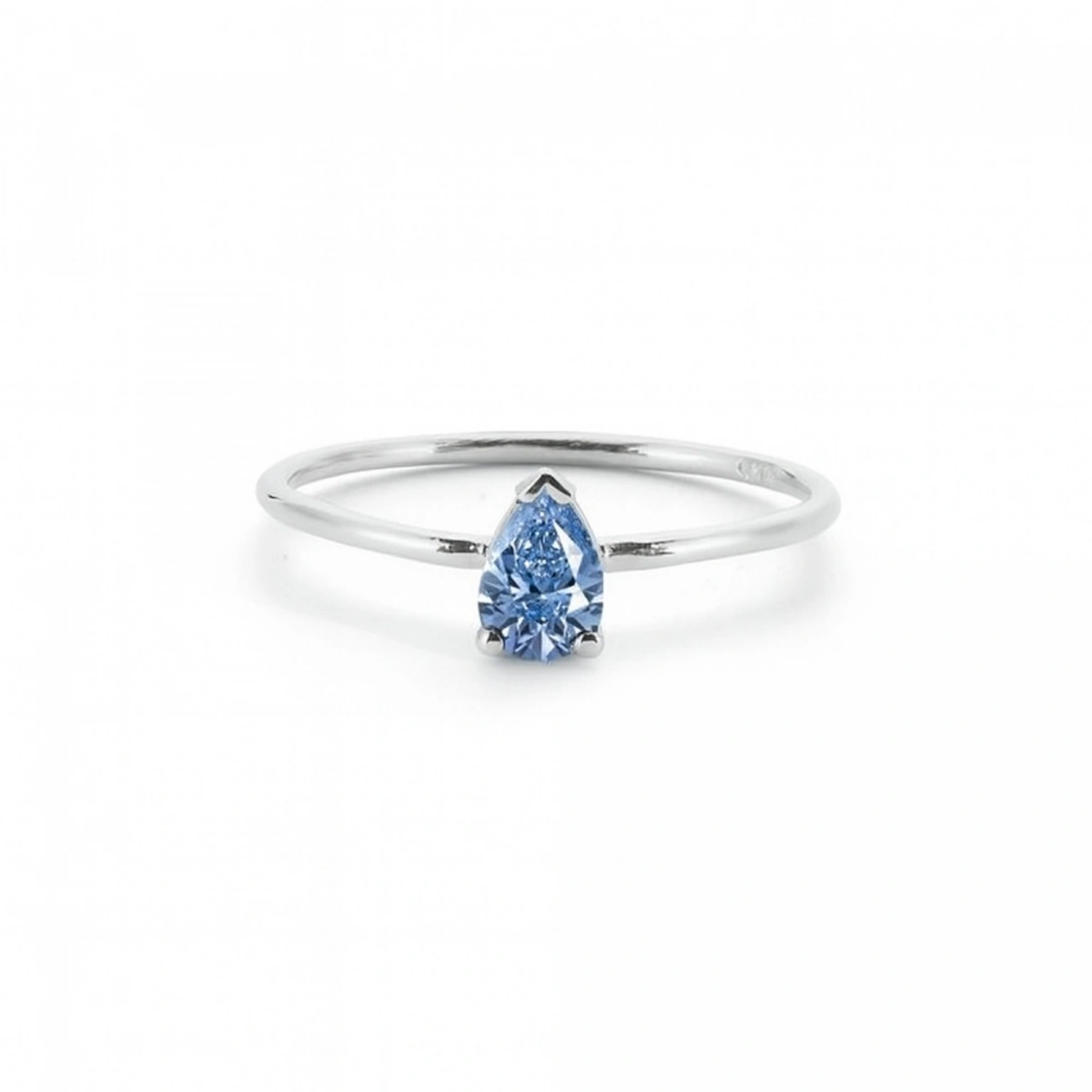 Renkli Mavi Damla Taşlı Altın Yüzük