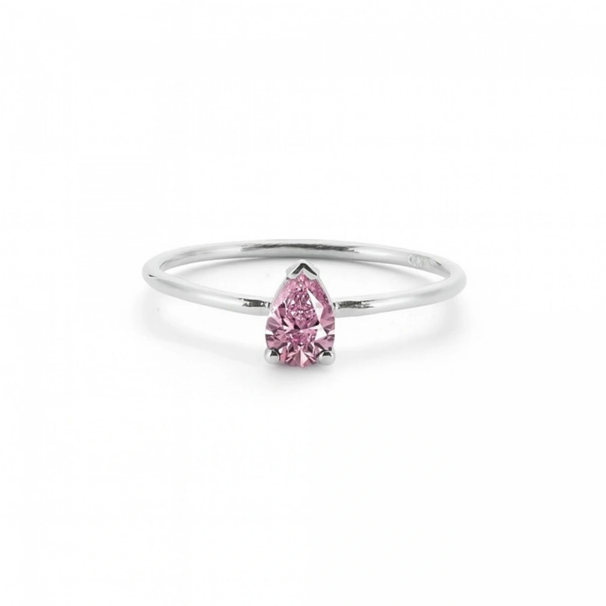 Renkli Pembe Damla Taşlı Altın Yüzük