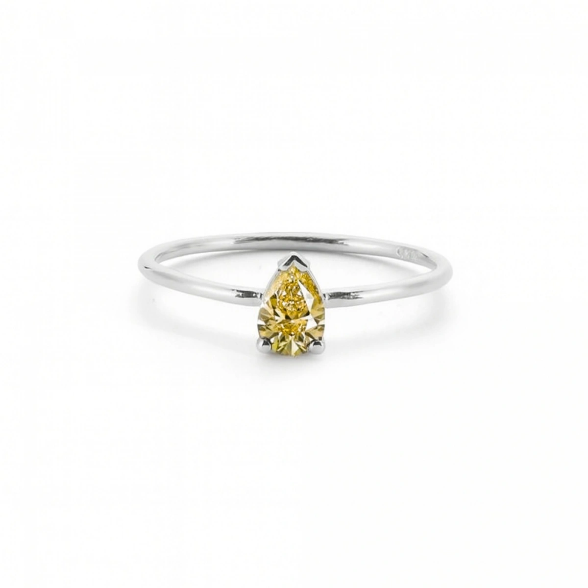 Renkli Sarı Damla Taşlı Altın Yüzük