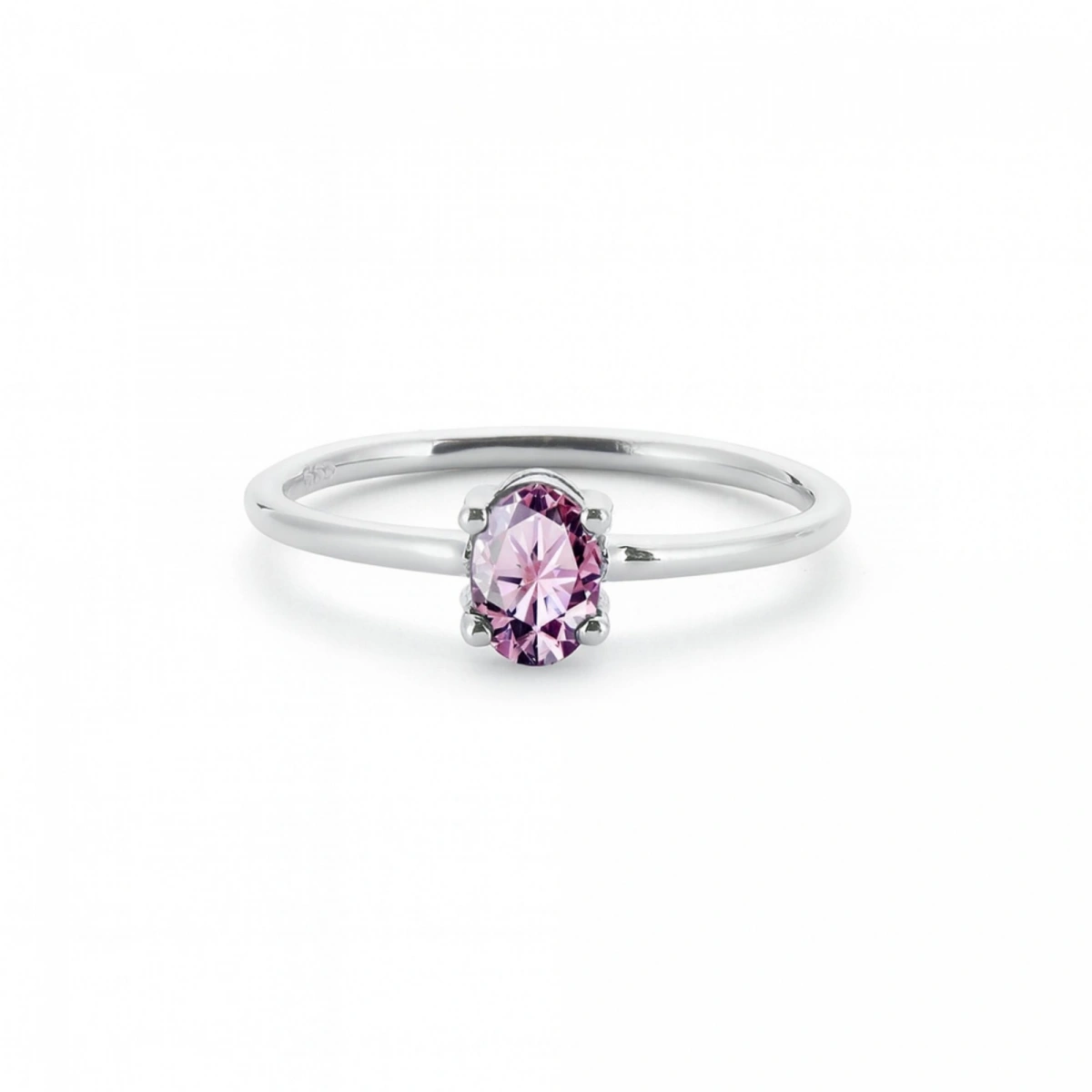 Renkli Pembe Oval Taşlı Altın Yüzük