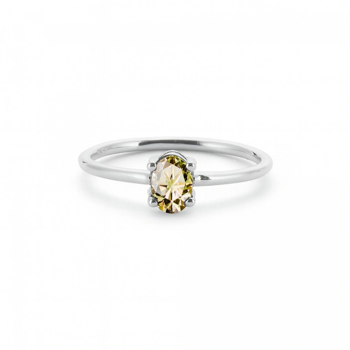 Renkli Sarı Oval Taşlı Altın Yüzük