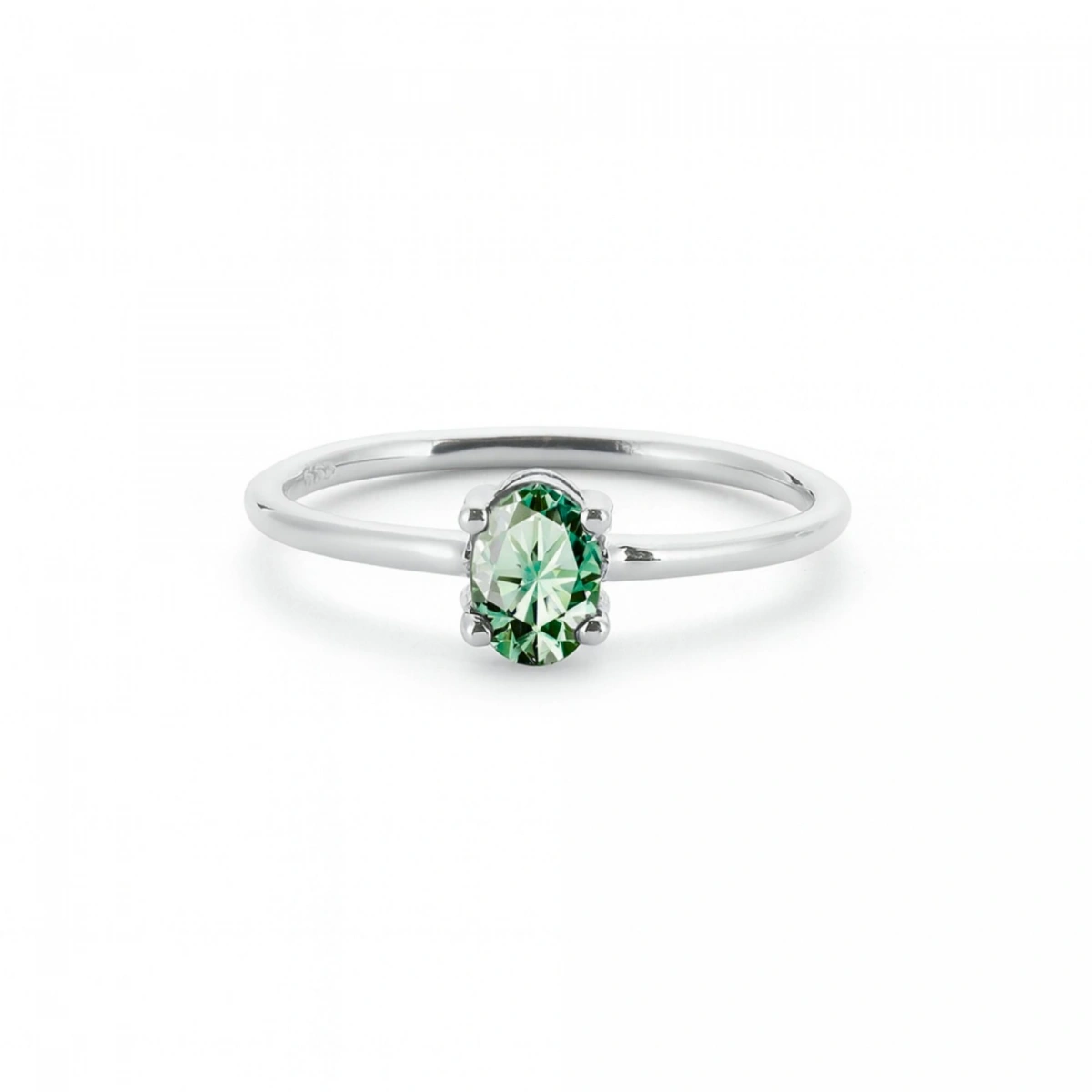 Renkli Yeşil Oval Taşlı Altın Yüzük