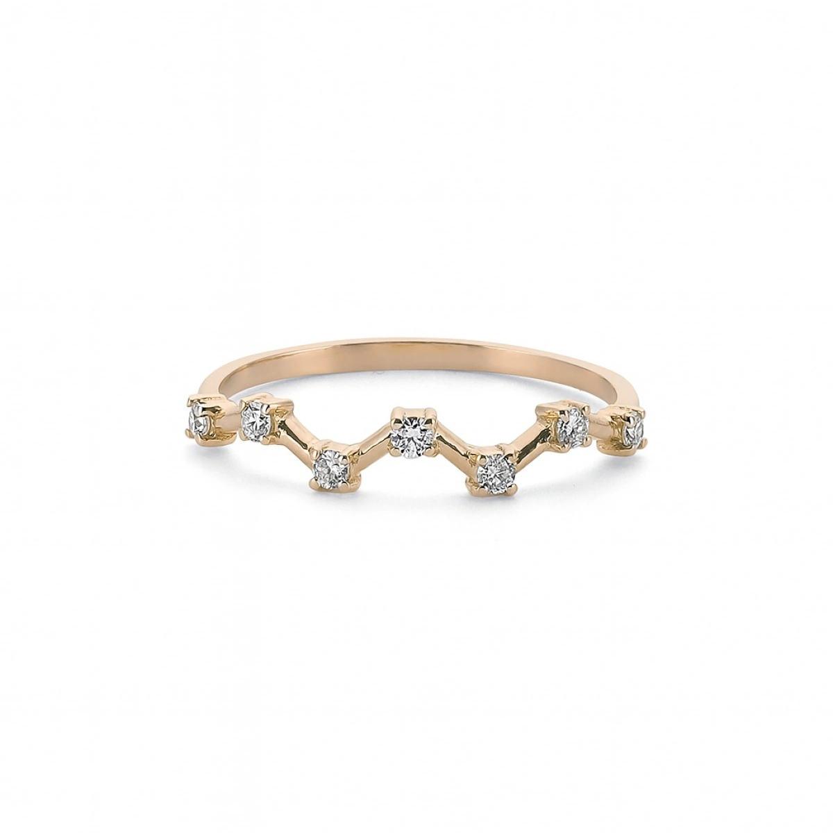 Zikzak Taşlı Altın Yüzük