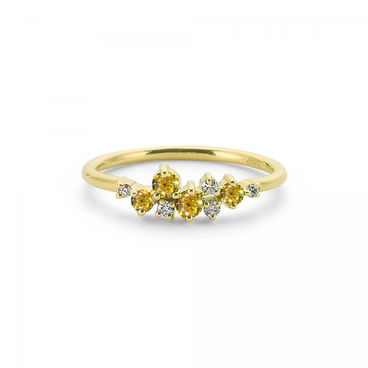 Renkli Sarı Bouble Altın Yüzük