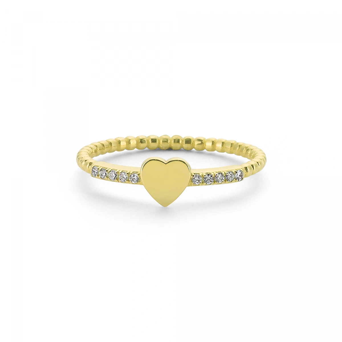 Kalpli Kenarları Taşlı Altın Yüzük