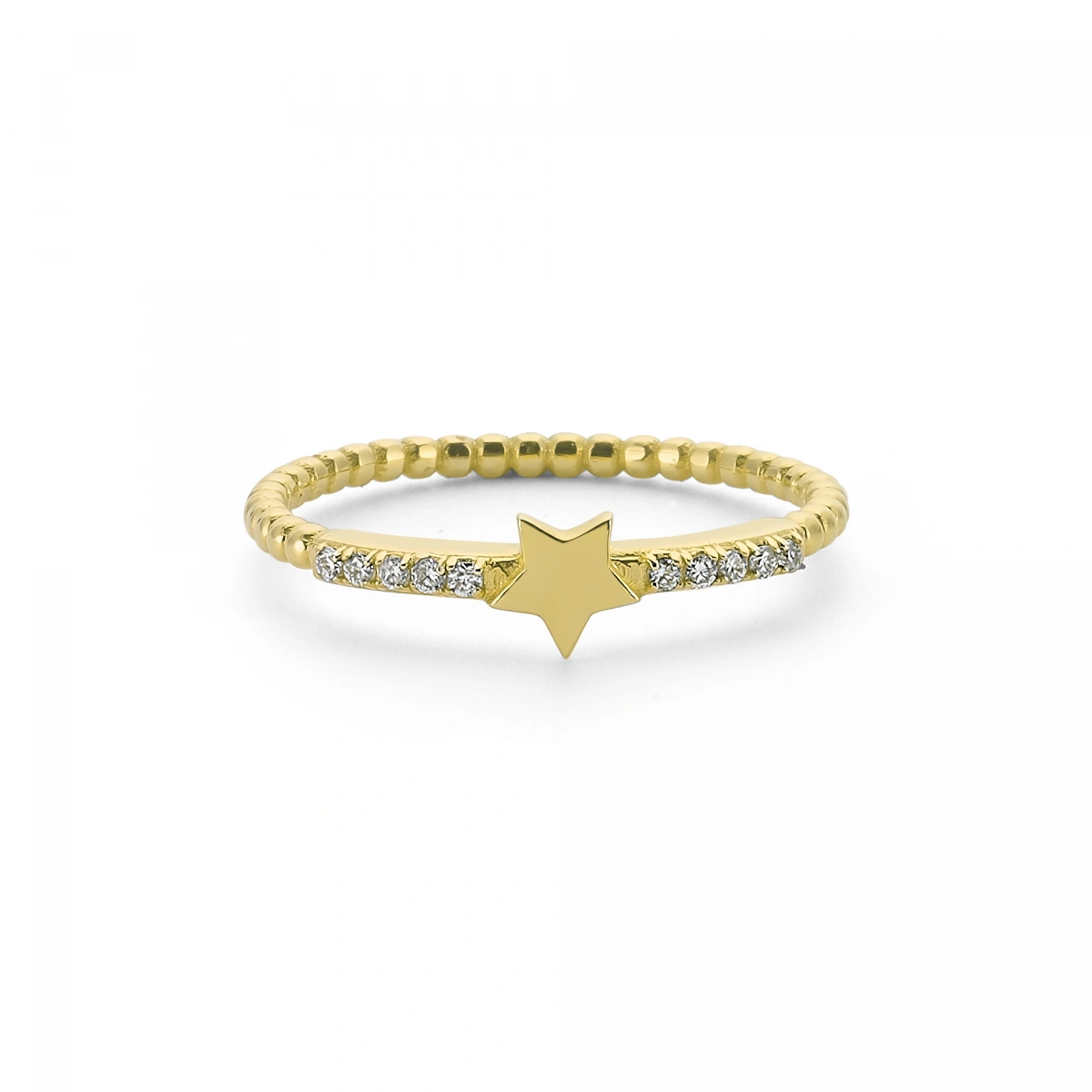 Yıldız Kenarları Taşlı Altın Yüzük