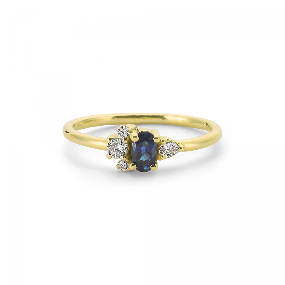 Gece Mavisi Oval Taşlı Pırlanta Yüzük