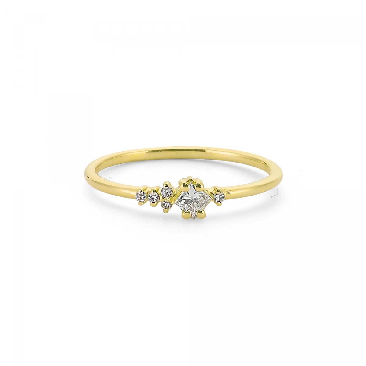 Prenses Taşlı Modern Altın Yüzük