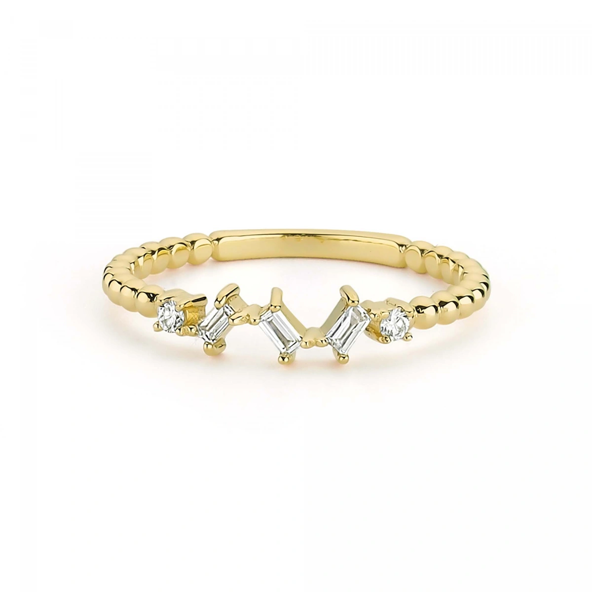 Baget Taşlı Modern Altın Yüzük