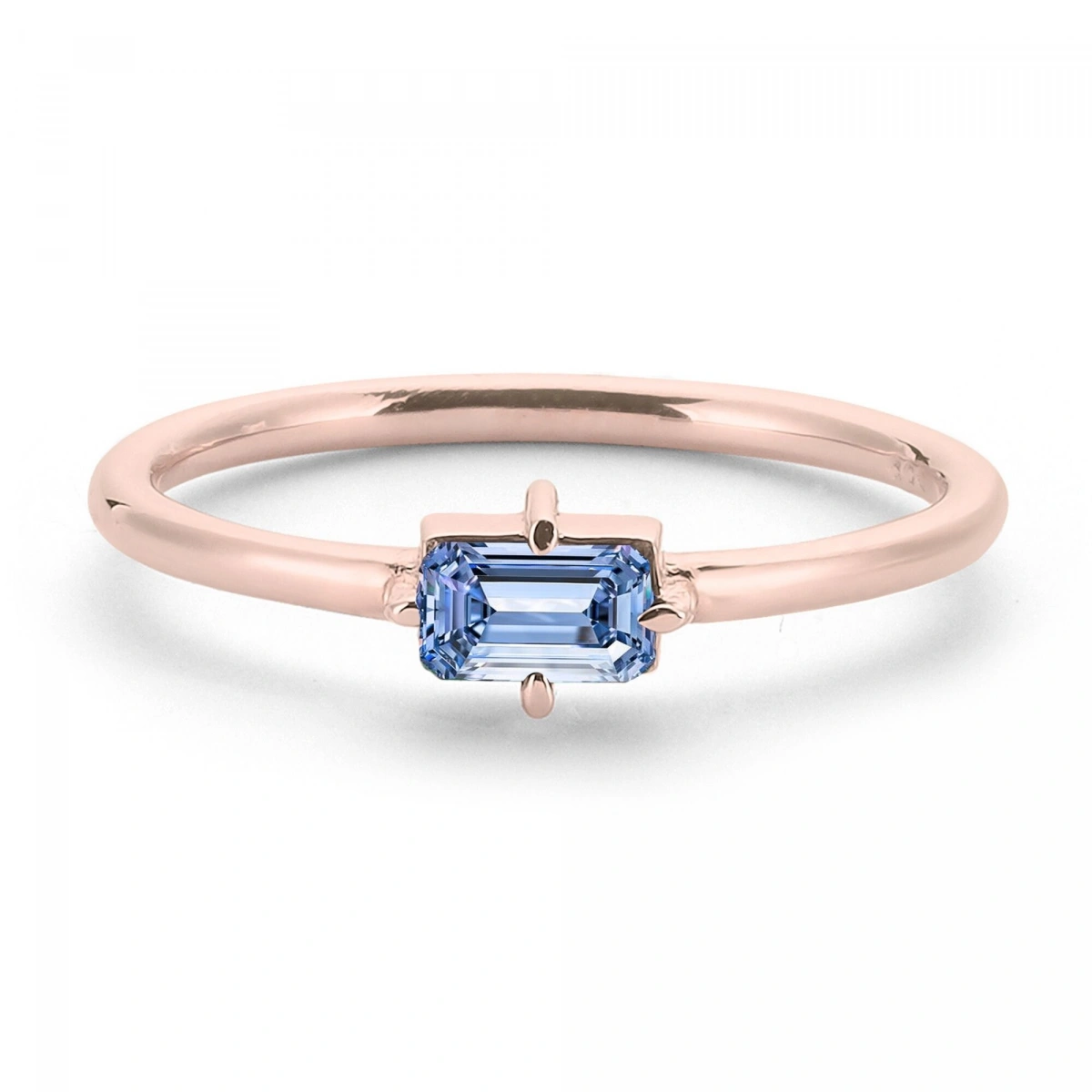 Renkli Mavi Baget Taşlı Altın Yüzük