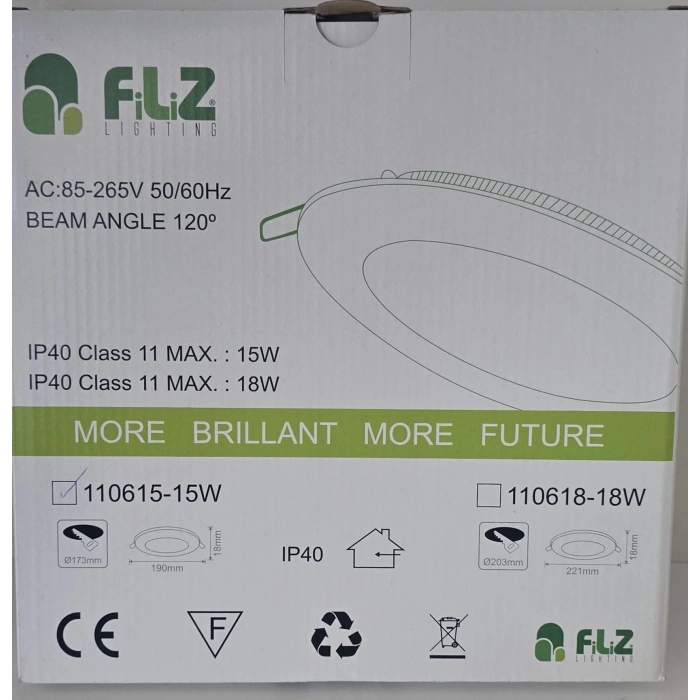 15W LED PANEL ARMATÜR 4000K DOĞAL IŞIK