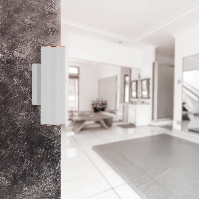 Nevo Çift Yönlü İç Mekan Aplik Beyaz Bakır NA137