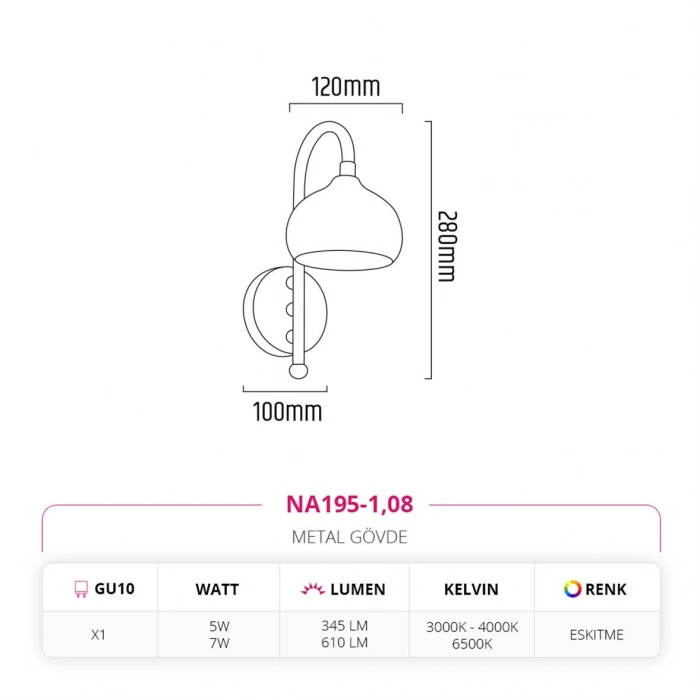 Nevo Dekoratif İç Mekan Aplik Eskitme NA195-1