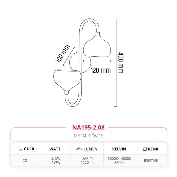 Nevo Dekoratif İç Mekan Aplik Eskitme NA195-2