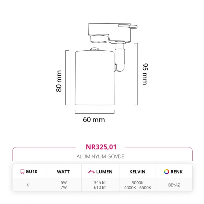 Nevo Dekoratif Ray Spot Beyaz NR325