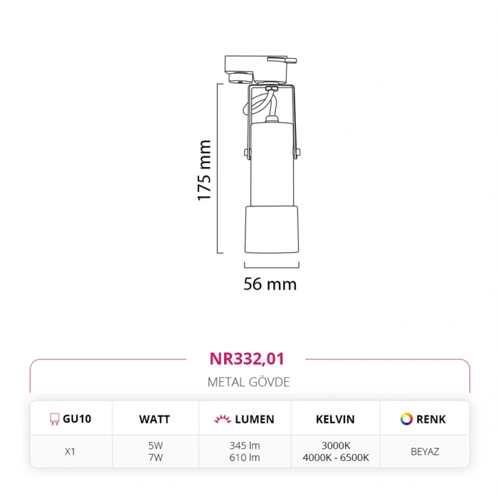 Nevo Dekoratif Ray Spot Beyaz NR332