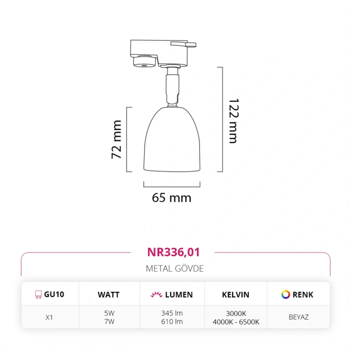 Nevo Dekoratif Ray Spot Beyaz NR336