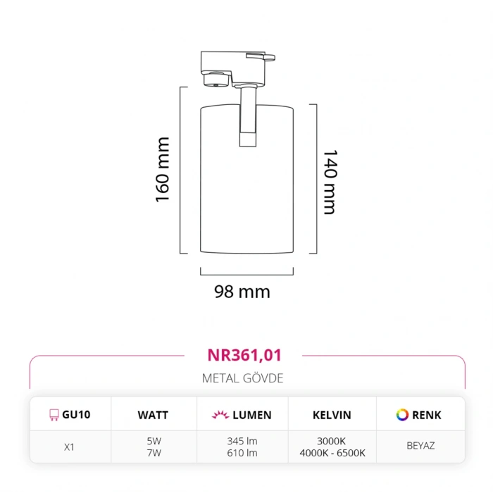 Nevo Dekoratif Ray Spot Beyaz NR361