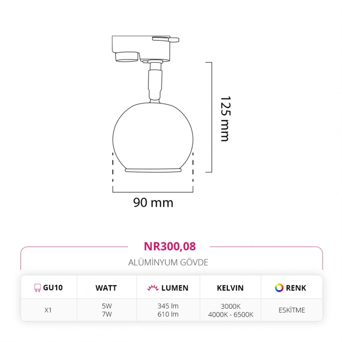 Nevo Dekoratif Ray Spot Eskitme NR300