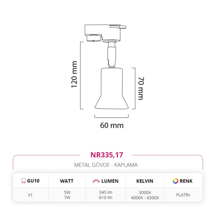 Nevo Dekoratif Ray Spot Platin NR335