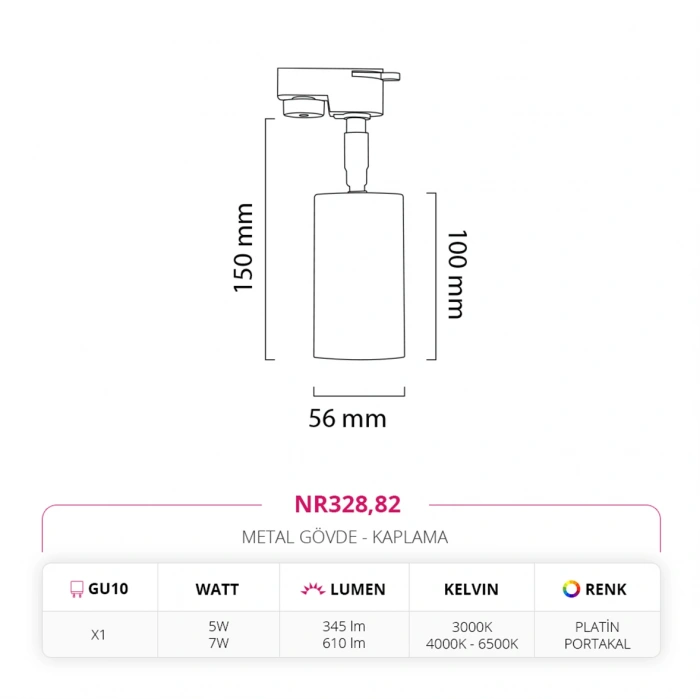 Nevo Dekoratif Ray Spot Platin Portakal Platin NR328
