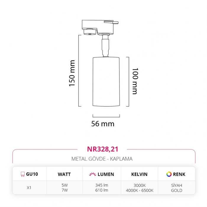 Nevo Dekoratif Ray Spot Siyah Gold NR328