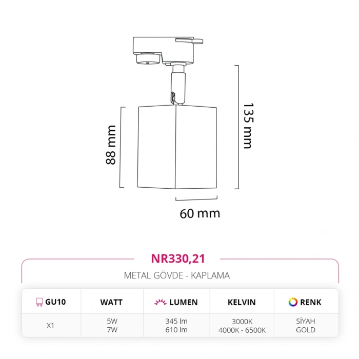 Nevo Dekoratif Ray Spot Siyah Gold NR330