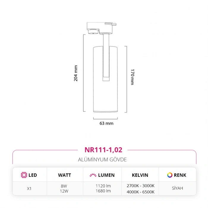 Nevo Dekoratif Ray Spot Siyah NR111-1