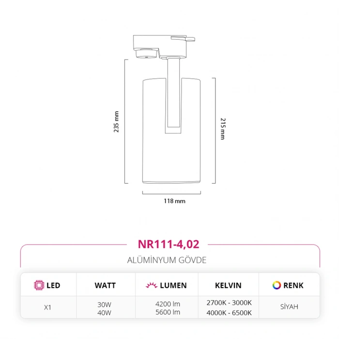 Nevo Dekoratif Ray Spot Siyah NR111-4