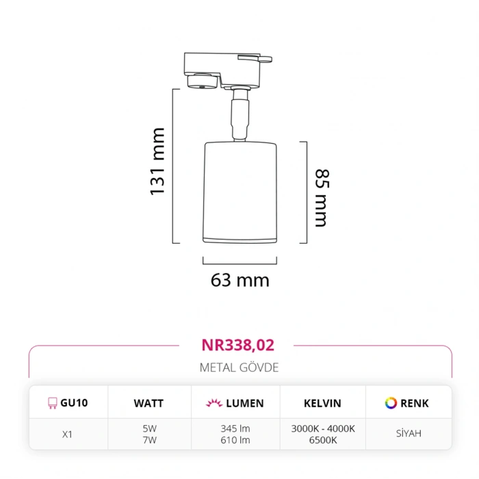 Nevo Dekoratif Ray Spot Siyah NR338