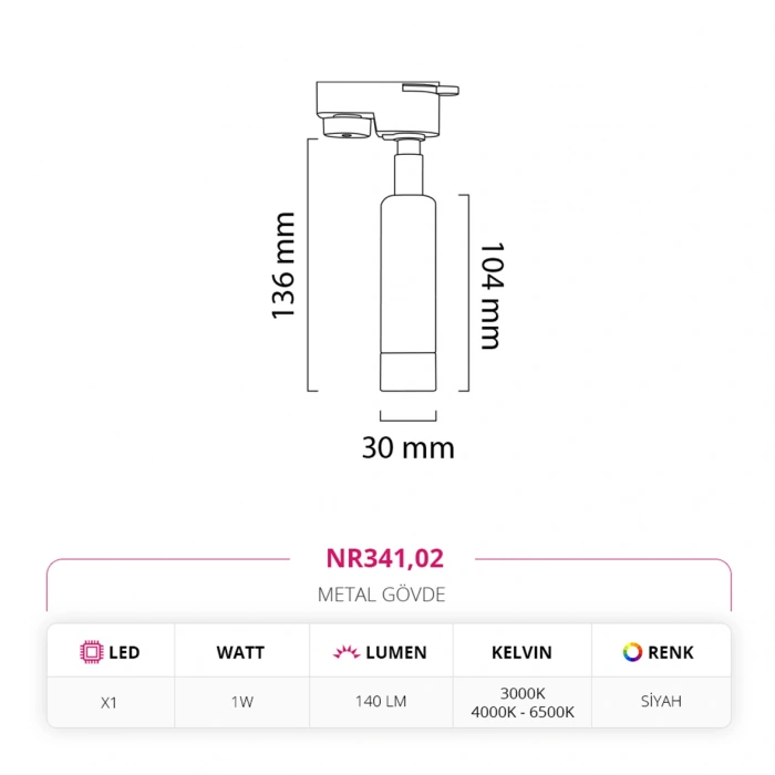 Nevo Dekoratif Ray Spot Siyah NR341