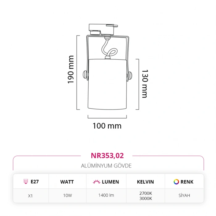 Nevo Dekoratif Ray Spot Siyah NR353