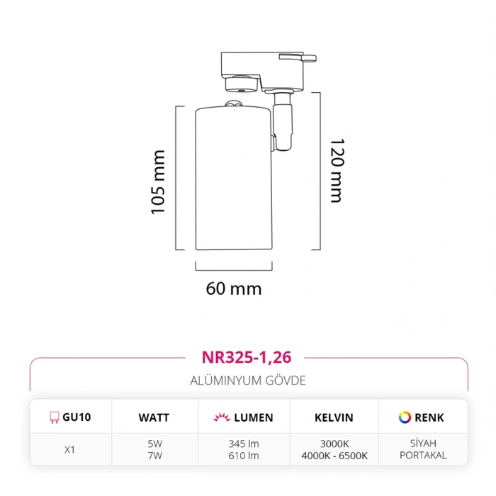 Nevo Dekoratif Ray Spot Siyah Portakal NR325-1