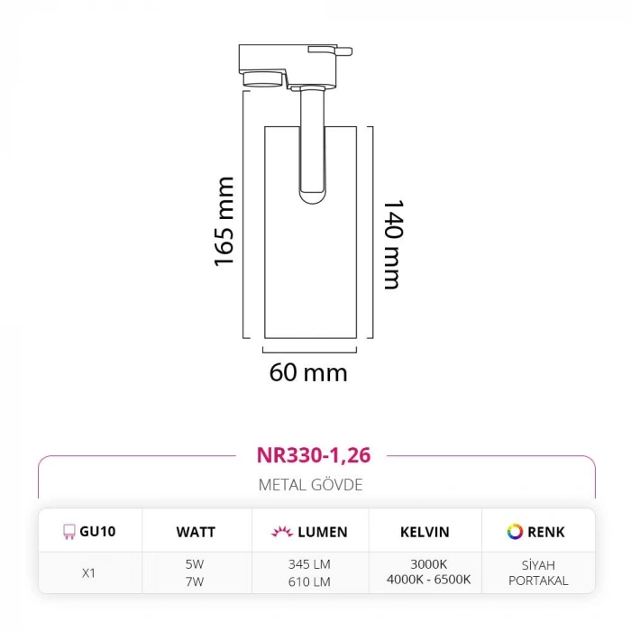Nevo Dekoratif Ray Spot Siyah Portakal NR330-1