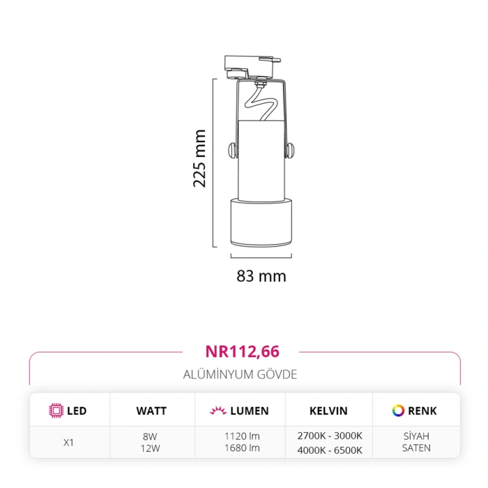 Nevo Dekoratif Ray Spot Siyah Saten NR112