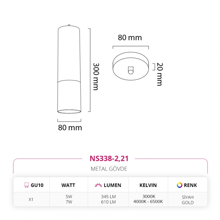 Nevo Dekoratif Tekli Sarkıt Siyah Gold NS338-2