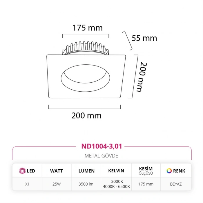 Nevo Sıva Altı Led Spot Beyaz ND1004-3