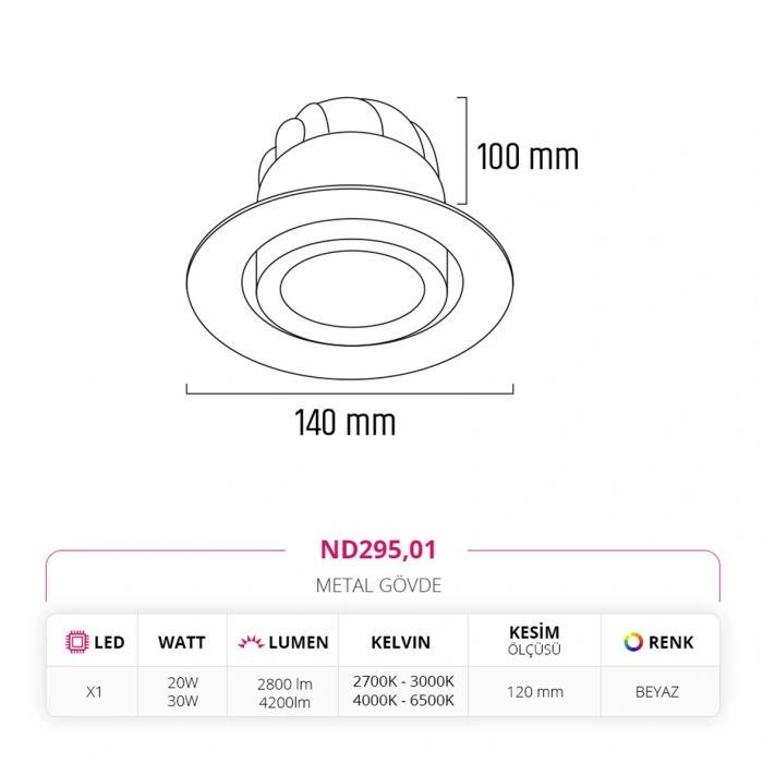 Nevo Sıva Altı Led Spot Beyaz ND295