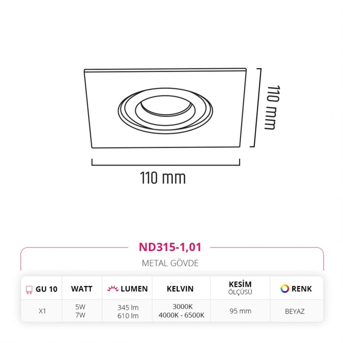 Nevo Sıva Altı Led Spot Beyaz ND315-1