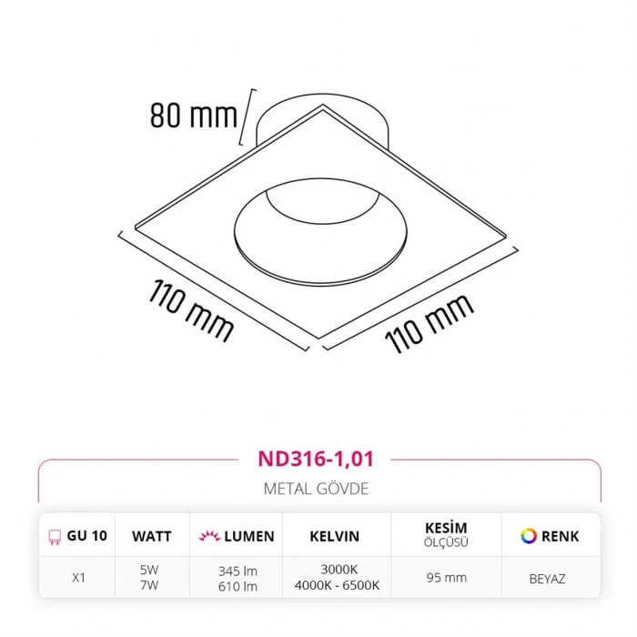 Nevo Sıva Altı Led Spot Beyaz ND316-1