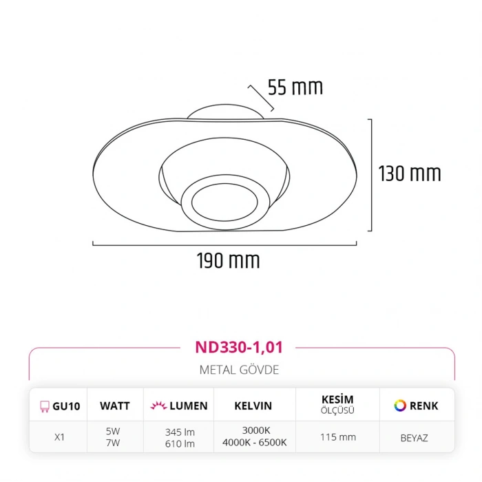 Nevo Sıva Altı Led Spot Beyaz ND330-1