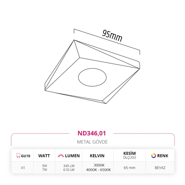 Nevo Sıva Altı Led Spot Beyaz ND346