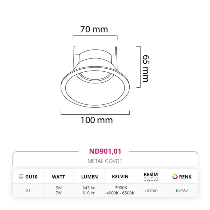 Nevo Sıva Altı Led Spot Beyaz ND901