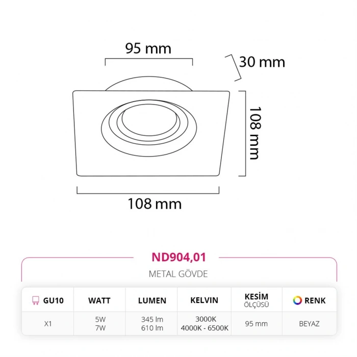 Nevo Sıva Altı Led Spot Beyaz ND904