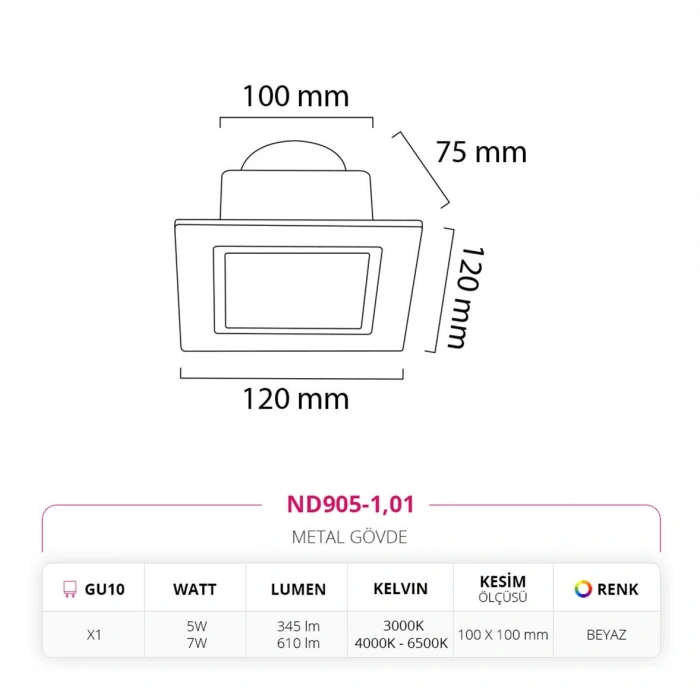 Nevo Sıva Altı Led Spot Beyaz ND905-1