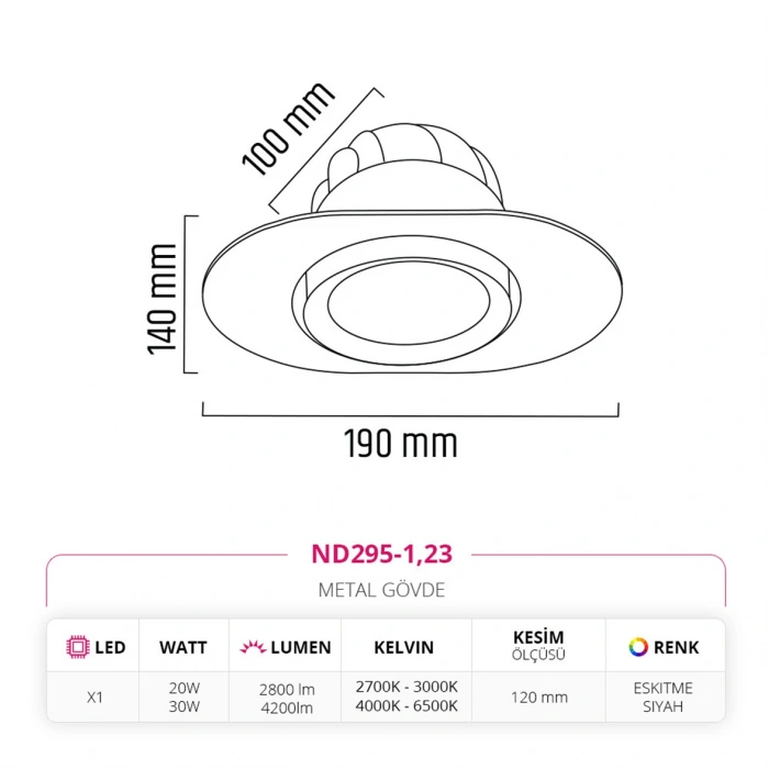 Nevo Sıva Altı Led Spot Eskitme Siyah ND295-1