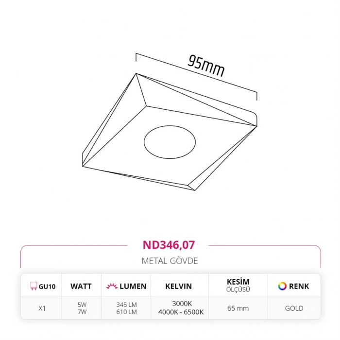 Nevo Sıva Altı Led Spot Gold ND346