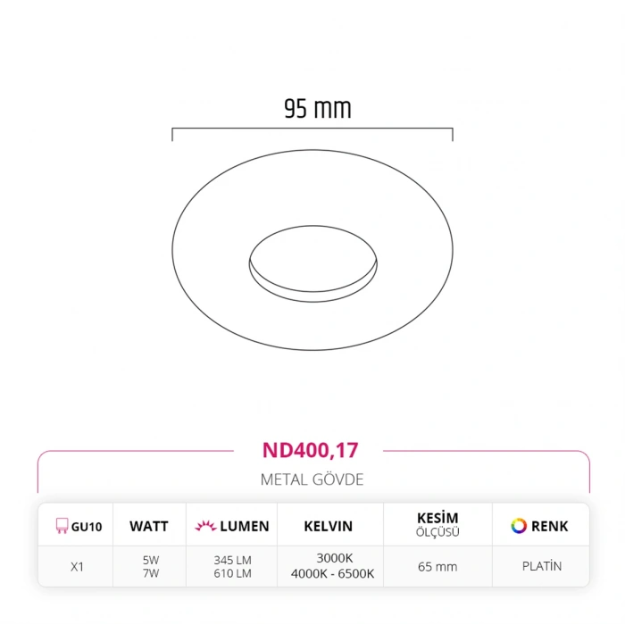 Nevo Sıva Altı Led Spot Platin ND400